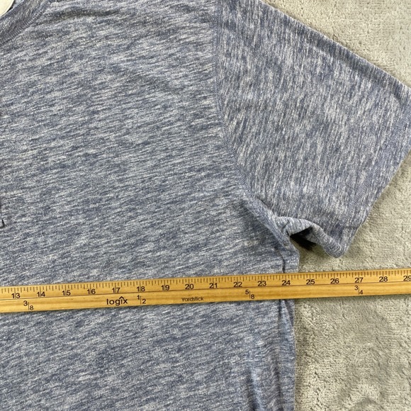 FAHERTY Henley Shirt Mens XXL Blue Heathered Short Sleeve Preppy Casual - Picture 4 of 9